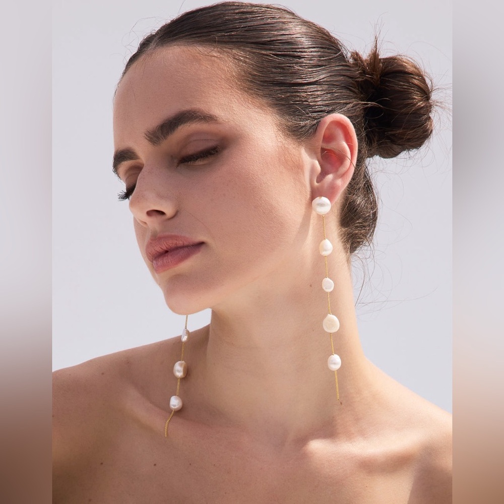 🌺🎉HP🎉🌺 NWT Cult Gaia Atum Freshwater Pearl Earrings - Picture 9 of 16